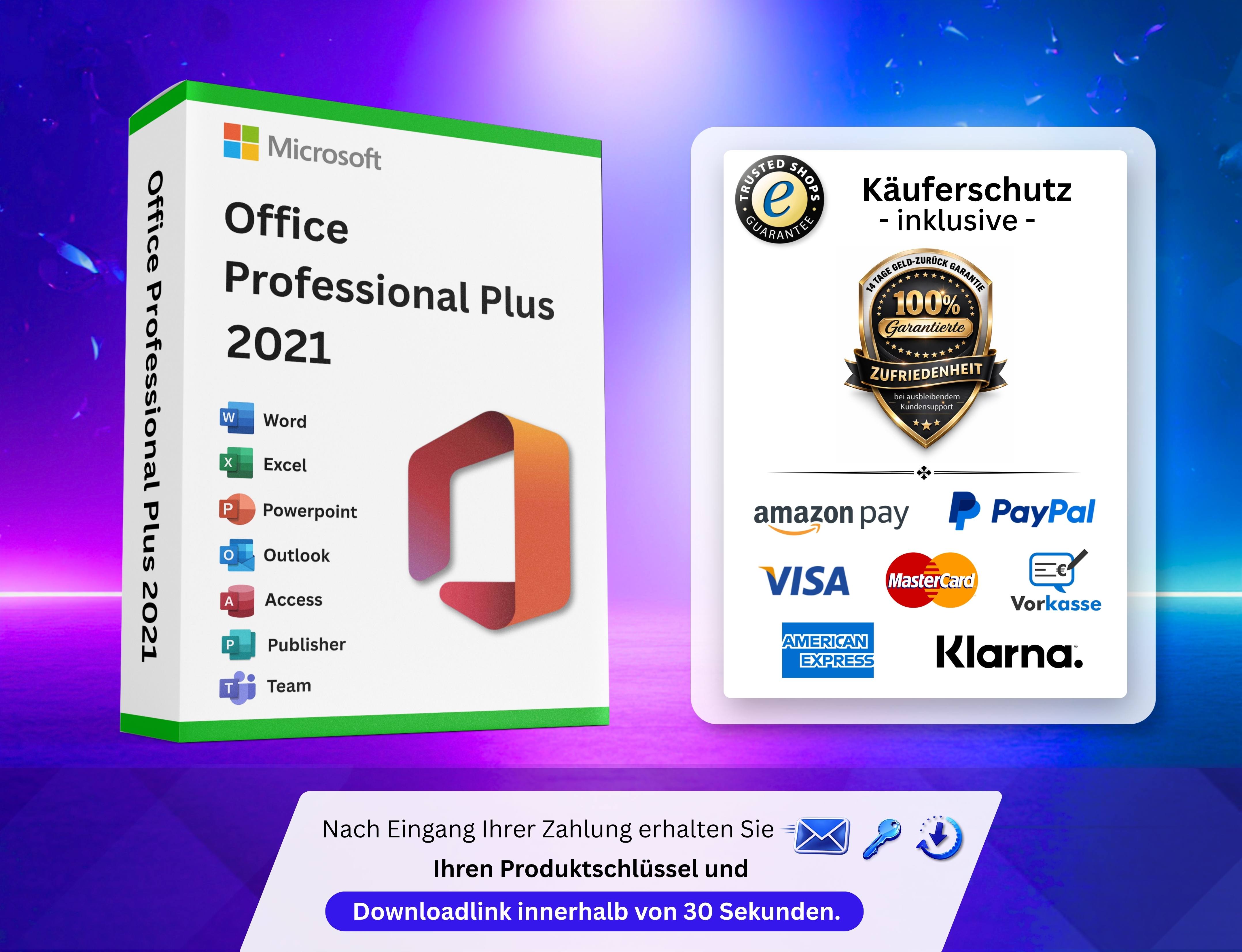 Microsoft Office 2021 Professional Plus kompatibel für 32/64 Bit Version