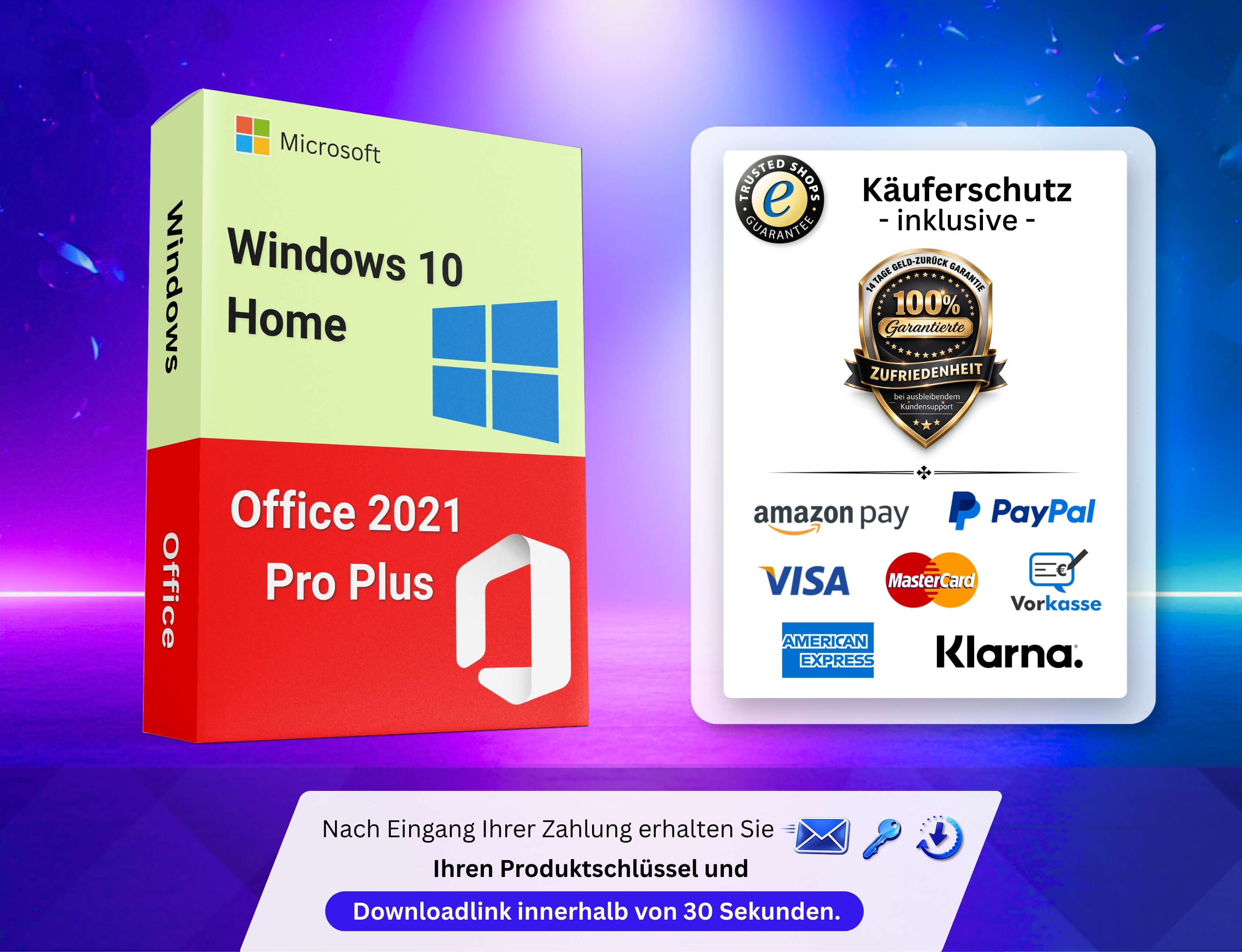 Windows 10 Home + Office 2021 Professional Plus Sofortdownload